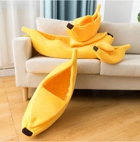 funny banana cat bed house cute cozy cat mat beds durable portable warm pet basket kennel dog cushion cat supplies multicolors