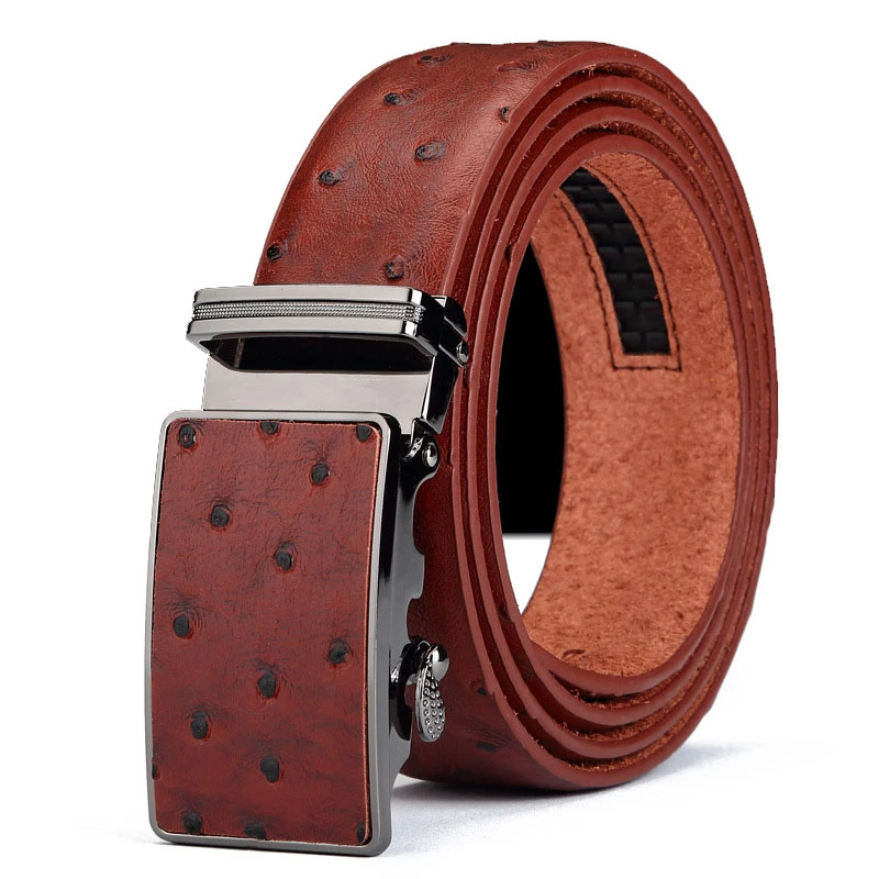 

New Men's Leather Belts Striped Strap Male Metal Automatic Buckles Belt Mens FDN33