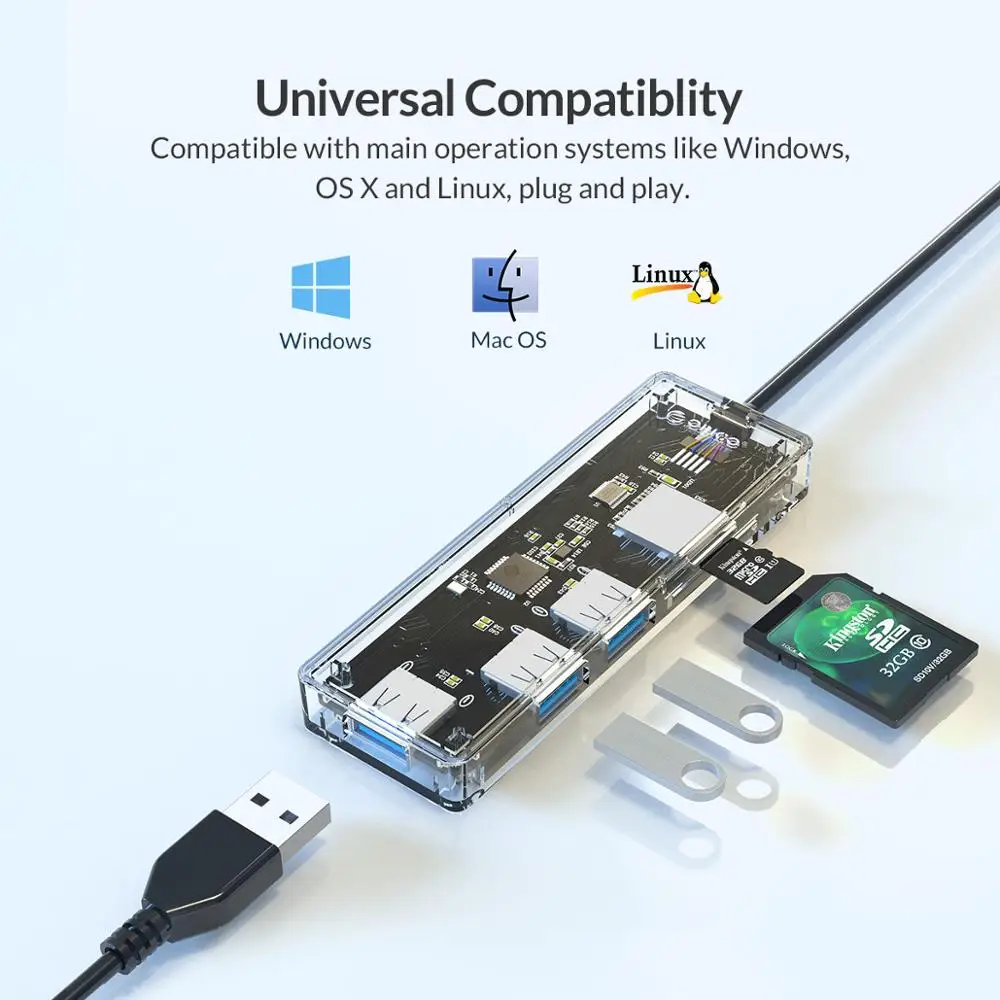 ORICO Универсальный прозрачный концентратор USB 3 0 мульти Высокоскоростной