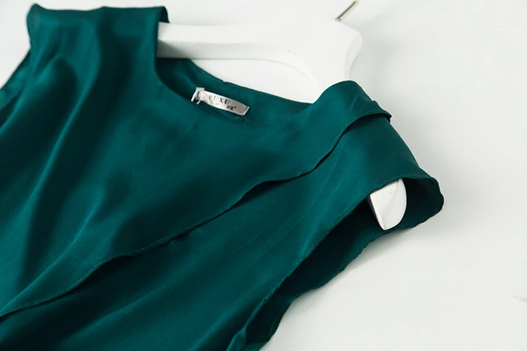 Темно-зеленая шелковая блузка 100% натуральный шелк Женские Элегантные рубашки