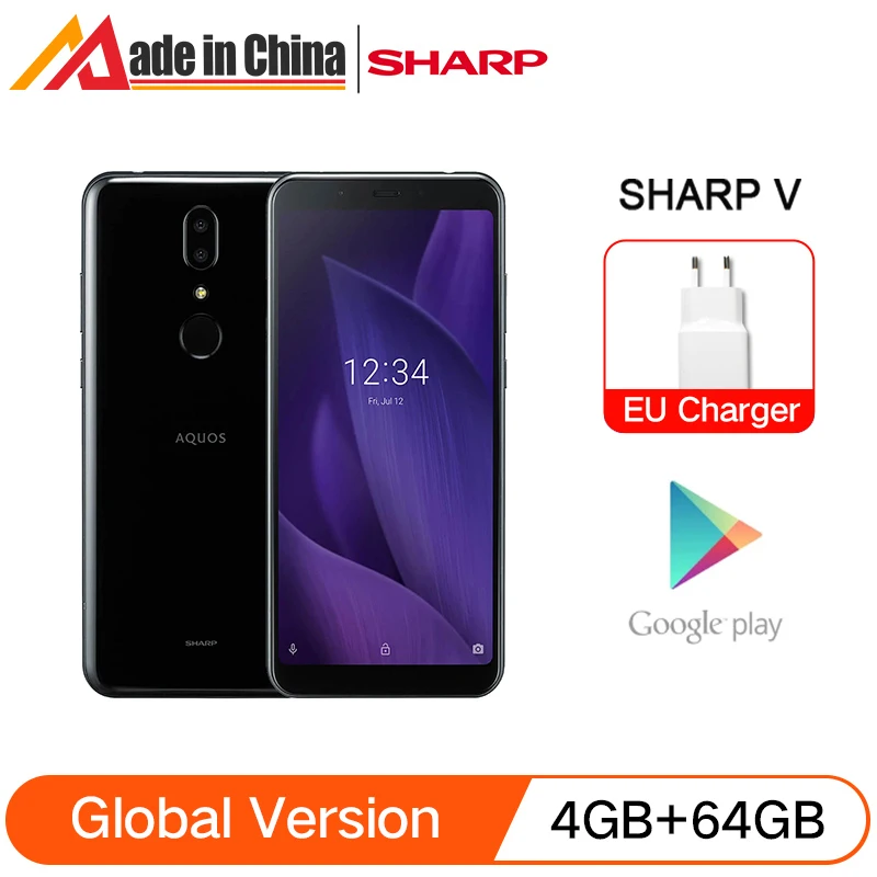 

Global Version Sharp AQUOS V Snapdragon 835 4GB RAM 64GB ROM 5.9 Inch FHD+ 13MP Dual Cameras Android 9.0 4G Smartphone