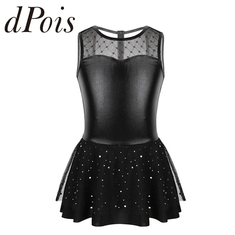 Балетное платье для девочек-подростков блестящее металлическое Сетчатое без