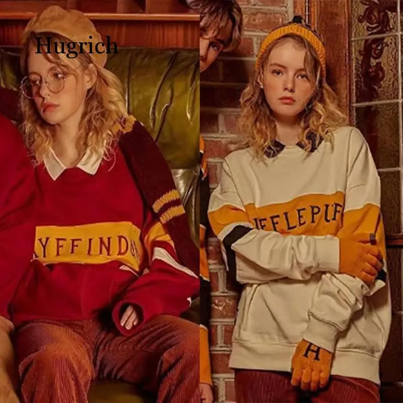 

Hight Quality College Stripe Series Stitched Letter Embroidery Loose Couple's Hoodie Woman Tracksuit Kpop Velvet