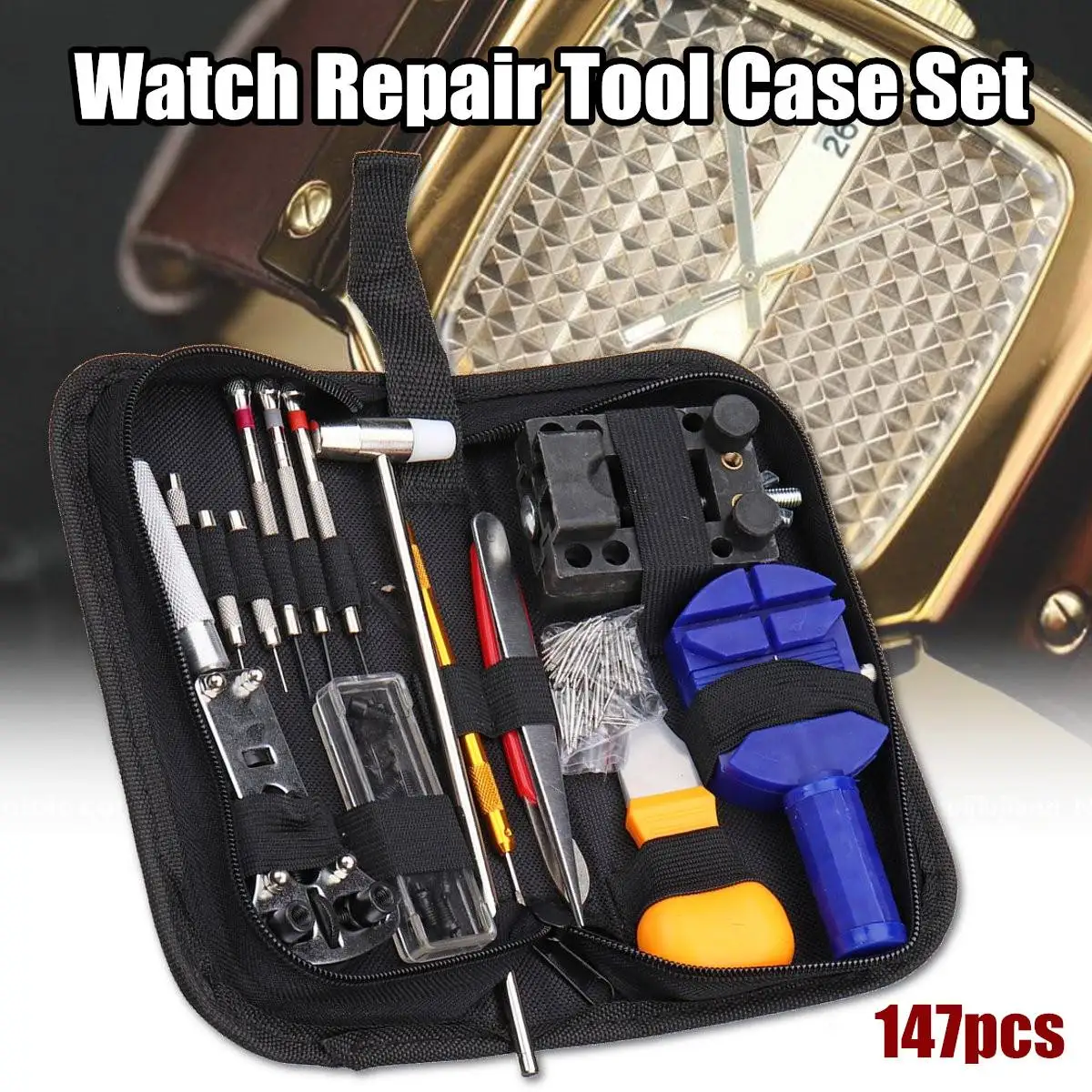 

147 Pcs Watch Repair Tool Kit Alloy Adjustment Set Band Case Opener Link Spring Bar Remover Watchmaker Tools For Watch