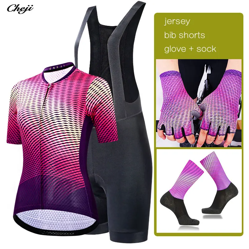 CHEJI женский короткий Джерси для велоспорта Pro Fit Женский дорожный велосипед рукав