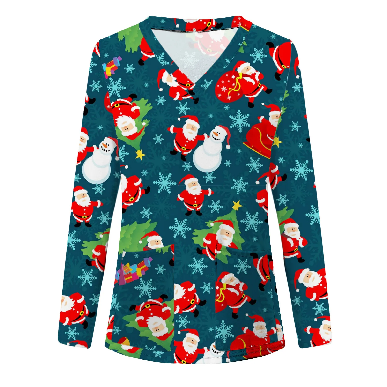 Унисекс скрабы топы Рождественская печать рабочая одежда для лаборатории ухода