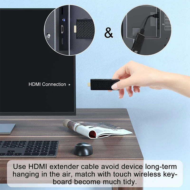 Fanless Mini PC, Z8350 Computer Stick for Windows 10,4GB DDR 64GB EMMC,4K HD,Bluetooth 4.2,Dual Band WiFi AC,EU Plug