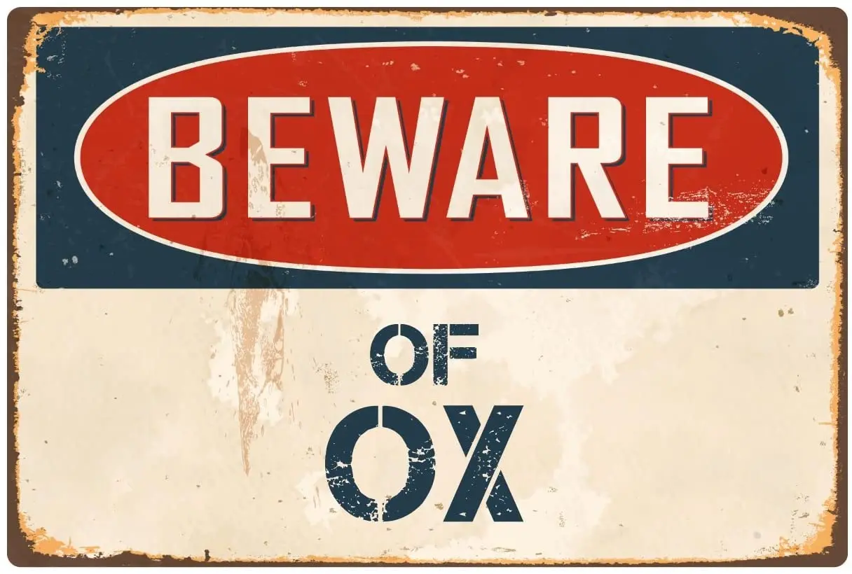 

StickerPirate Остерегайтесь Ox 8x12 винтажный алюминиевый Ретро металлический знак VS310
