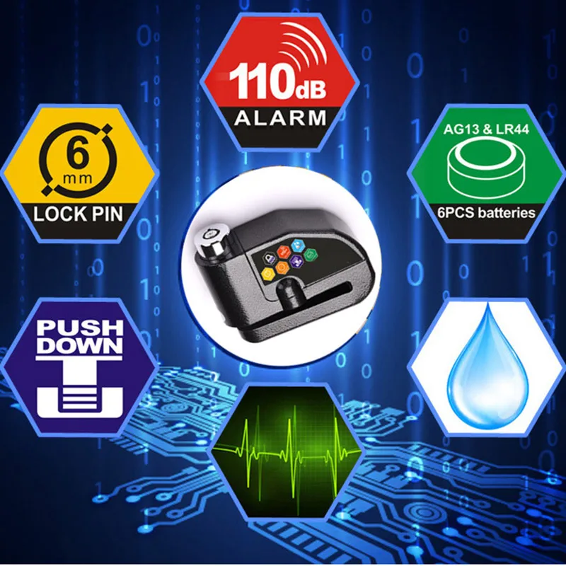 

Alarm Lock Bike Safety Disc Brake Waterproof Motorcycle Anti-theft Lock Alarm Cycling Bike WHShopping