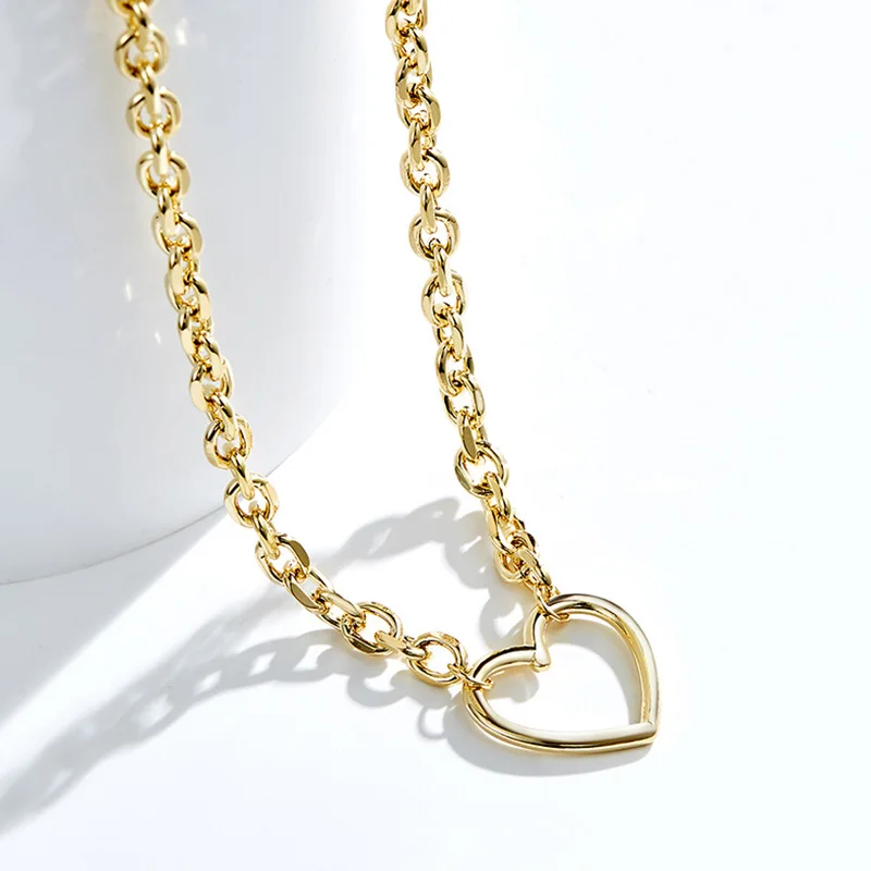 

Love Pendant Necklace For Women Simple Korean 2020 New Trend Fashion Accessories Jewelry Gold Color Thick Chain Neck Choker