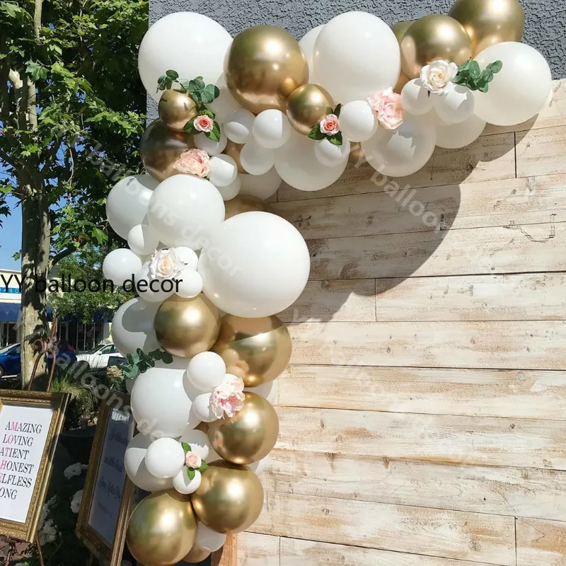 54 шт./лот набор золотых шаров арки белые латексные гирлянды воздушные шары