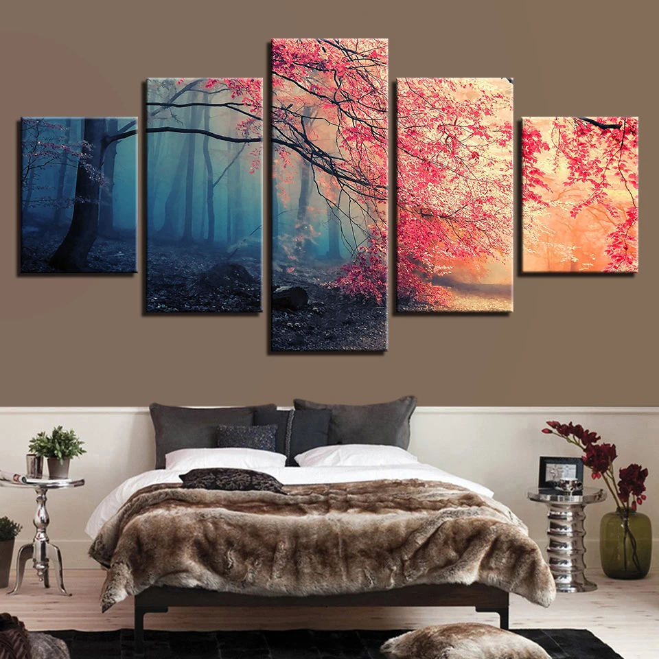 

Cross Stitch Painting 5D Forest Pink Leaves Diamond Home Decor Picture Embroidery Pattern Wall Sticker Mosaic Full Round Drill