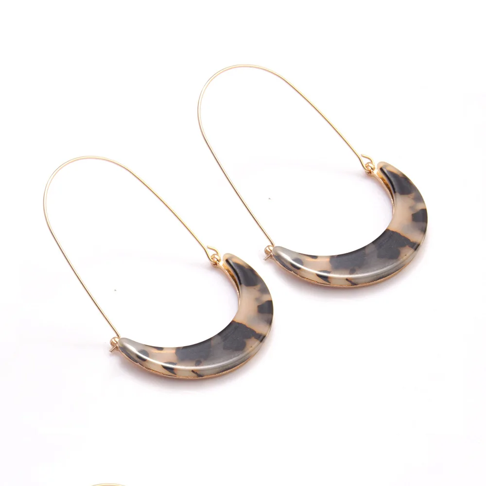 

Korean Fashion Earring Alloy Crescent Acrylic Big Ear Hook Earrings Women 2021 Trendy Earrings Jewelry Accessories