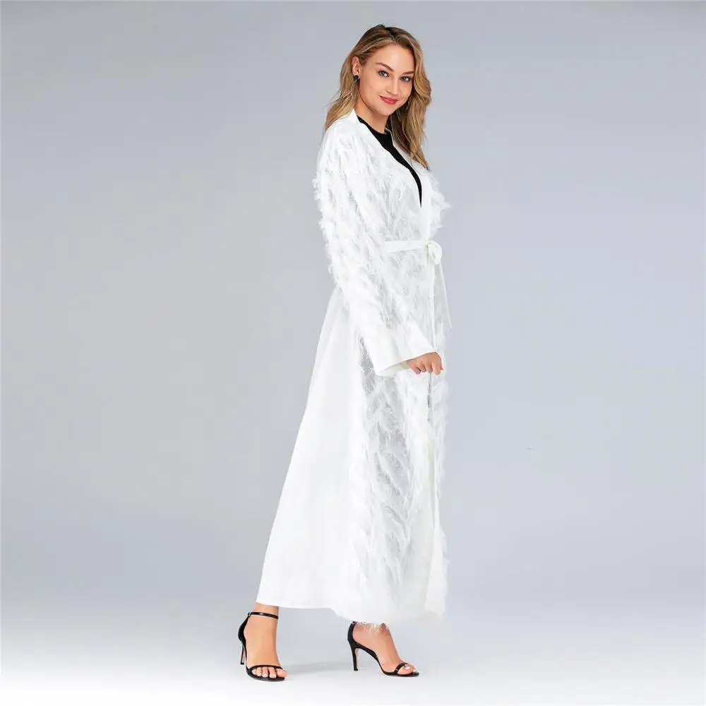 2019 Модная элегантная абайя мусульманская одежда белый халат Бангладеш турецкие