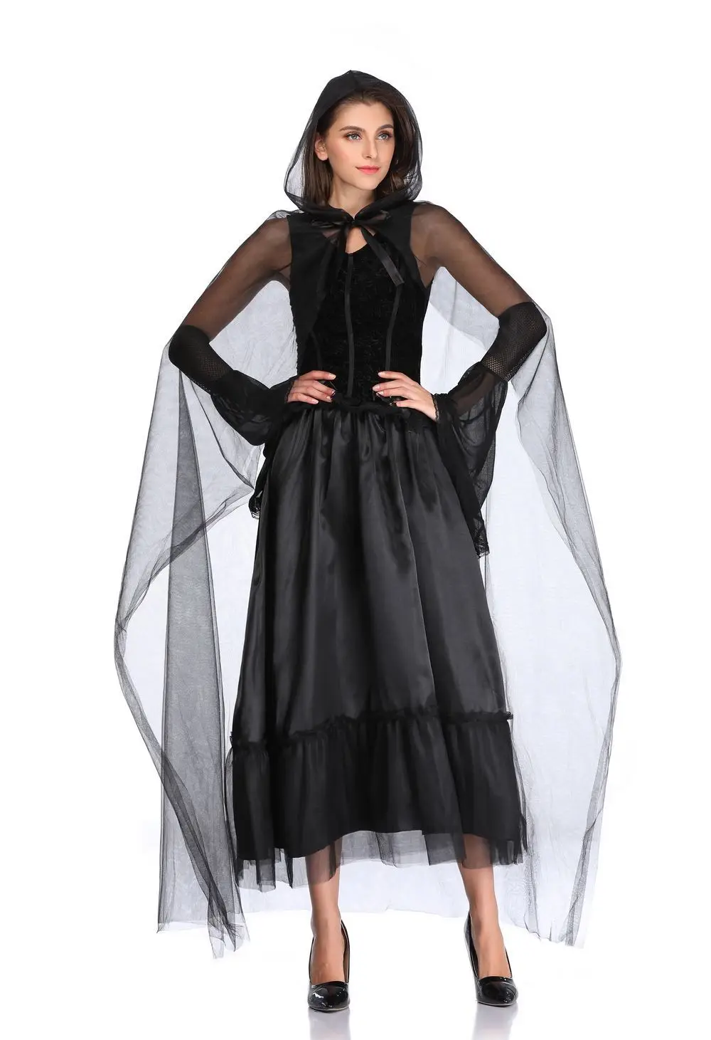 Сексуальное черное привидение невесты ужас зомби маскарадное платье для