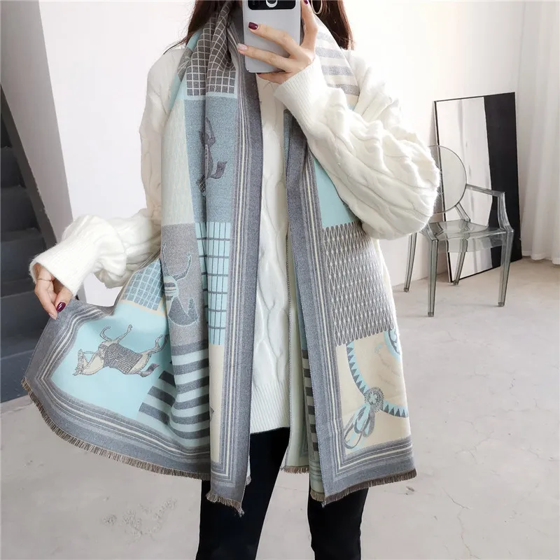 

Autumn and Winter Fashion Elegant Ladies Cashmere Shawl Trend Versatile Warm and Cold-proof Scarf WJZ010-WJZ018