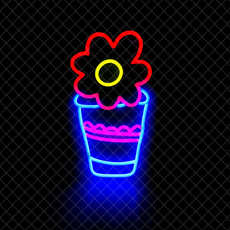 

17'' Beverage Flower Neon Sign LED Light Tube Handmade Visual Artwork Bar Club KTV Wall Decoration Commercial Lighting Colorful