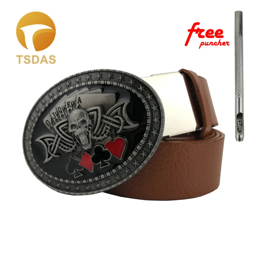 Ковбойские ковбойские и крест Череп покер металлический съемный ремень пряжка