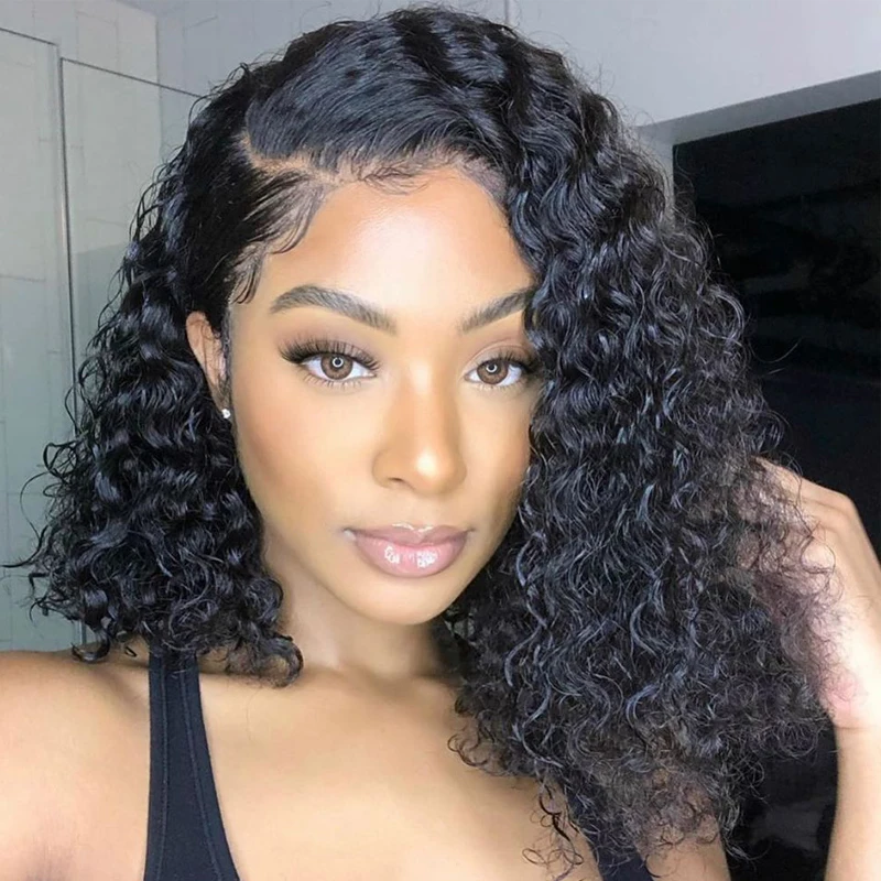 

Short Bob Wig Lace Front Human Hair Wigs For Women Brazilian Curly Water Wave T Part 4x4 Closure 13x4 Hd Deep Wave Frontal Wig