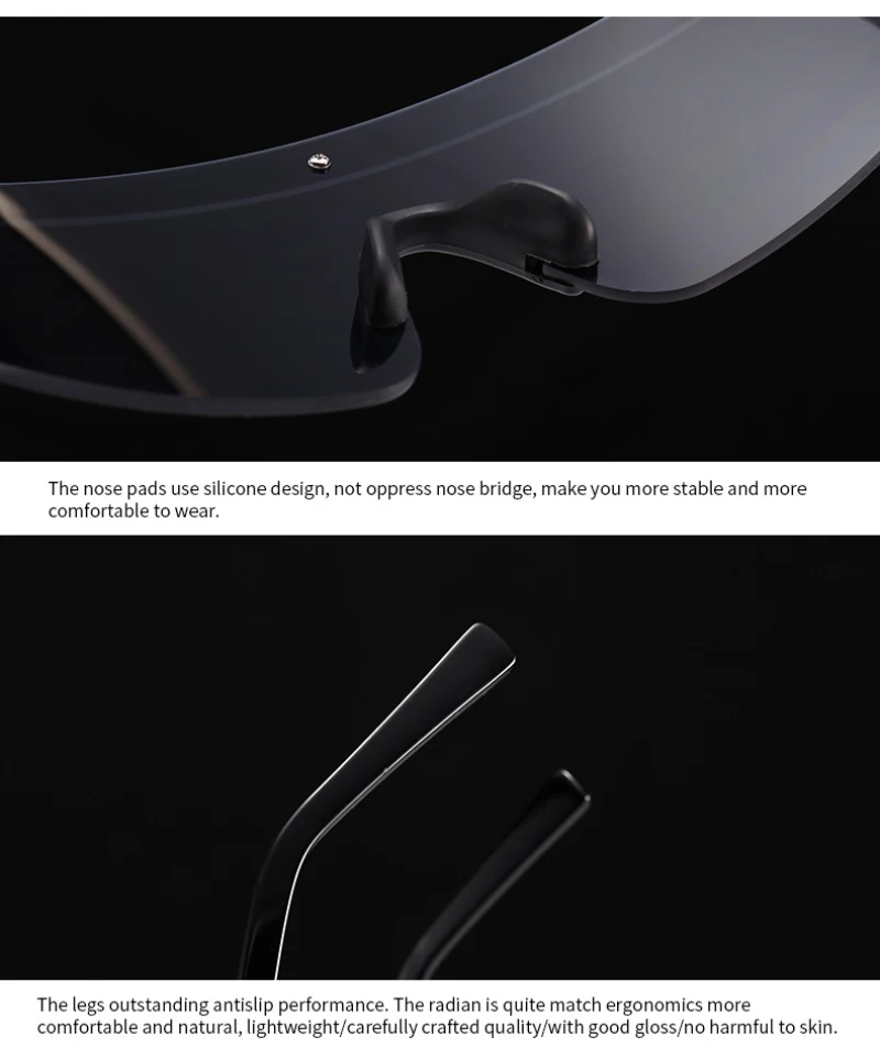 

Riding Sunglasses Unisex Large Mirror HD LENS Sun UV400 Visor Outdoor Sports Glasses Fashion Stylish Simplicity Trend Cycling