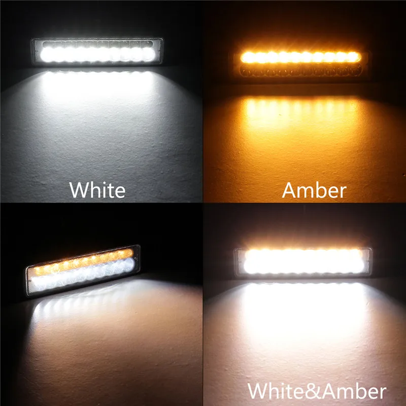 

New 50W Double Color White/ Amber LED Work Light for Car SUV Truck Fog light Daytime Running lamp LED Light Bar