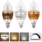 С регулируемой яркостью E12 светодиодные лампочки канделябры 369W лампы в форме свечи светильник люстра лампа 110V ЗолотойСеребряныйбронза Теплый Нейтральный холодный белый