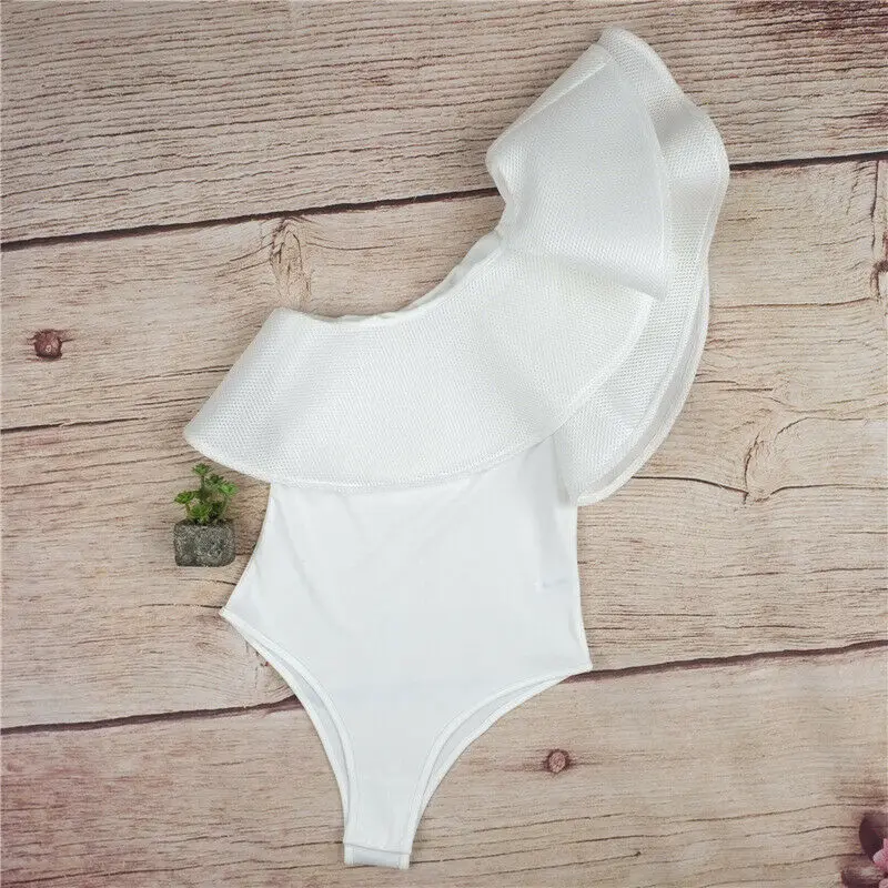 

UK Womens Lady Sexy One Shoulder Jumpsuit Bodysuit Leotard Tops T-Shirt Blouses