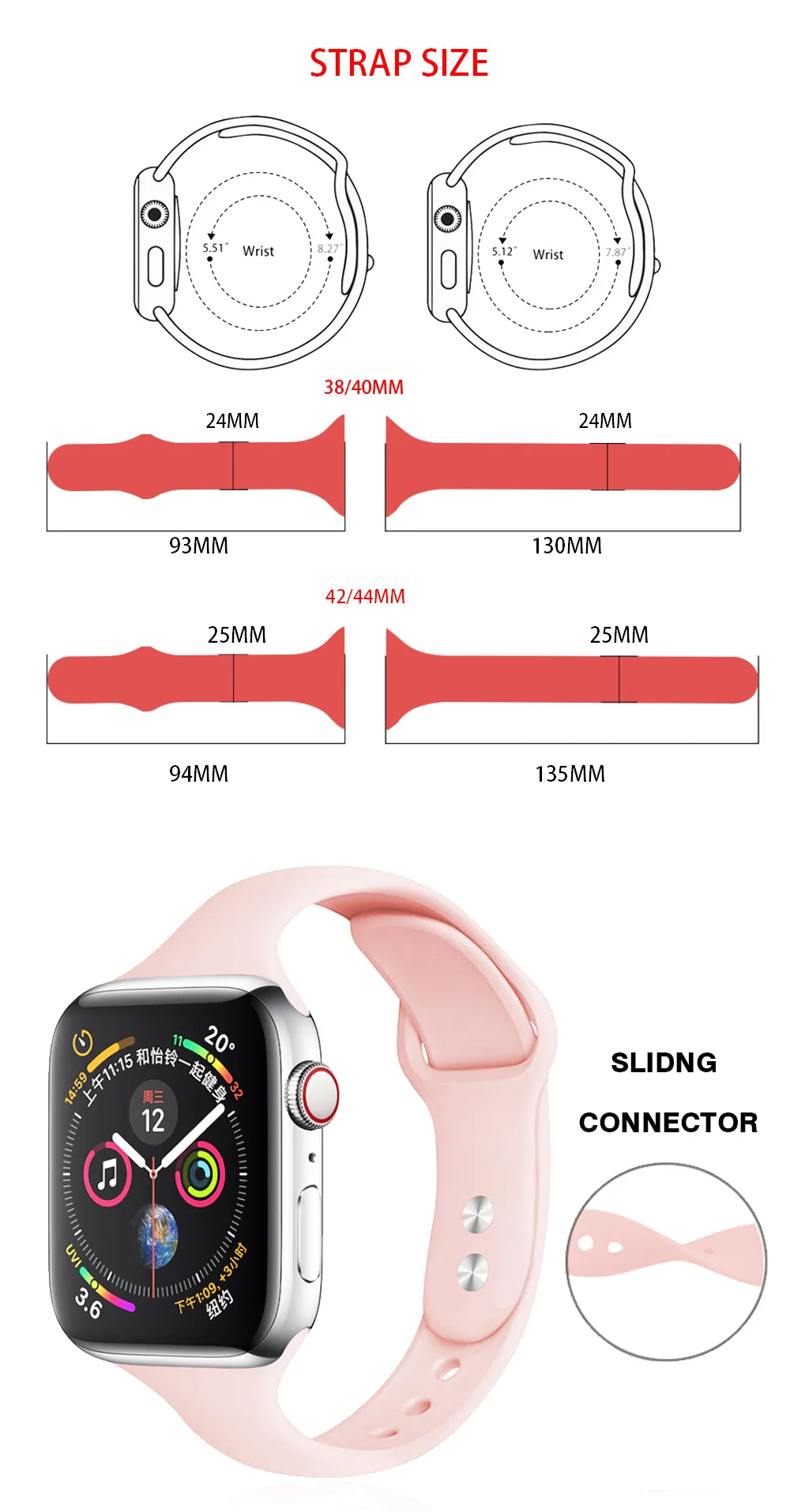 Силиконовый ремешок для наручных часов Apple Watch 38 мм, 42 мм, iwatch, версия 4 полосным 44 мм/40 мм спортивный браслет резиновый ремешок для наручных часов iwatch, версия 5 4 3 2 1