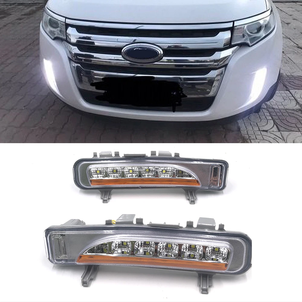 CSGJMY 2pcs LED For Ford Edge 2009 2010 2011 2012 2013 2014 Car DRL Daytime driving Running Light With Yellow Turn Function | Автомобили и