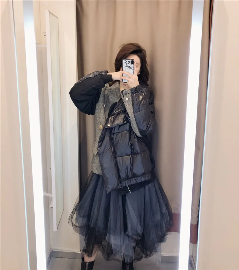 

Blue cotton padded jacket women's autumn and Korean version loose