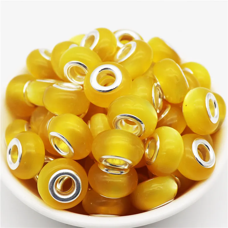 

10pcs Wholesale Big Hole Plastic Murano Spacer Beads Charms Fit Pandora Bracelet Necklaces for DIY Jewelry Accessories Making