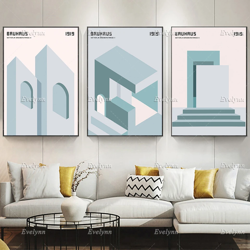 

Bauhaus Architecture 1919 Art Print | Bauhaus Ausstellung Weimar 1923 Exhibition Poster Geometric Home Decor Canvas Wall Art