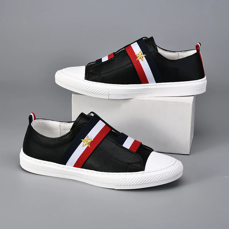 

Stylish Shoes Shoes Casual For Men Streetwear Sport Mens Slip On Sneaker Man Shoe Leather Sneakers Fashion Street Black