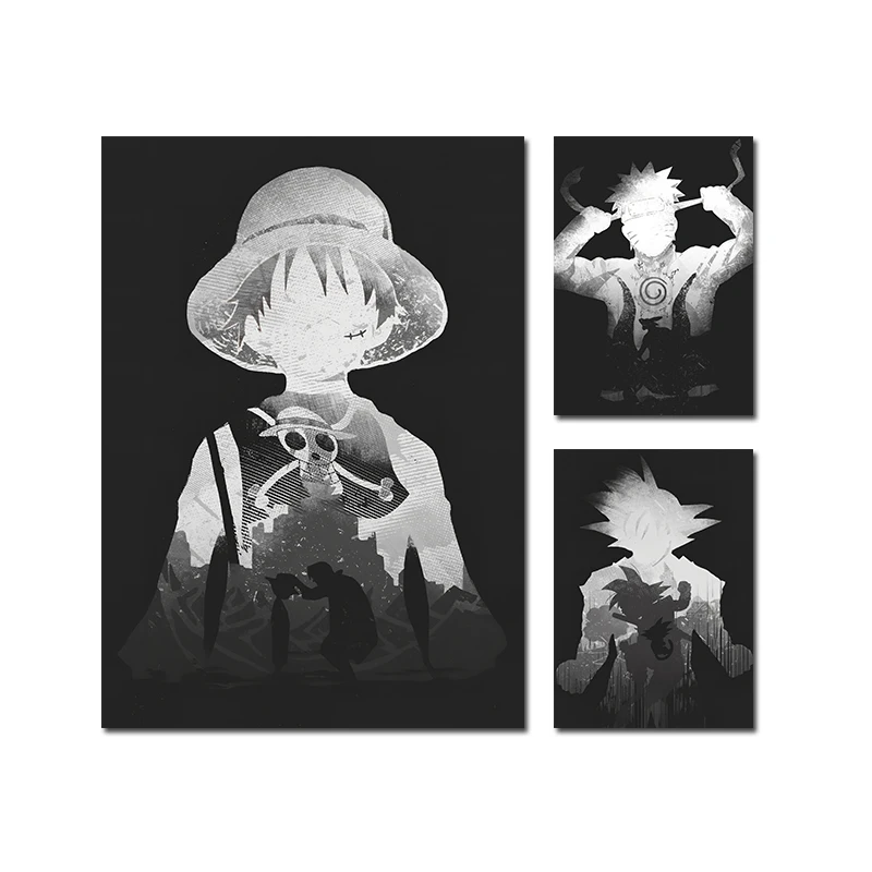 

Classic Japanese Anime Black and White Simple Canvas Painting Poster Wall Art Picture Bedroom Living Room Home Decoration