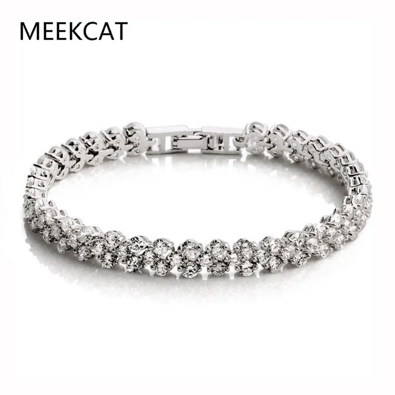 

MEEKCAT Tennis Bracelets Pulseira 925 Sterling Silver Cluster CZ Zircon for Women Jewelry Girl Friend Gift Pulseras Bracelet