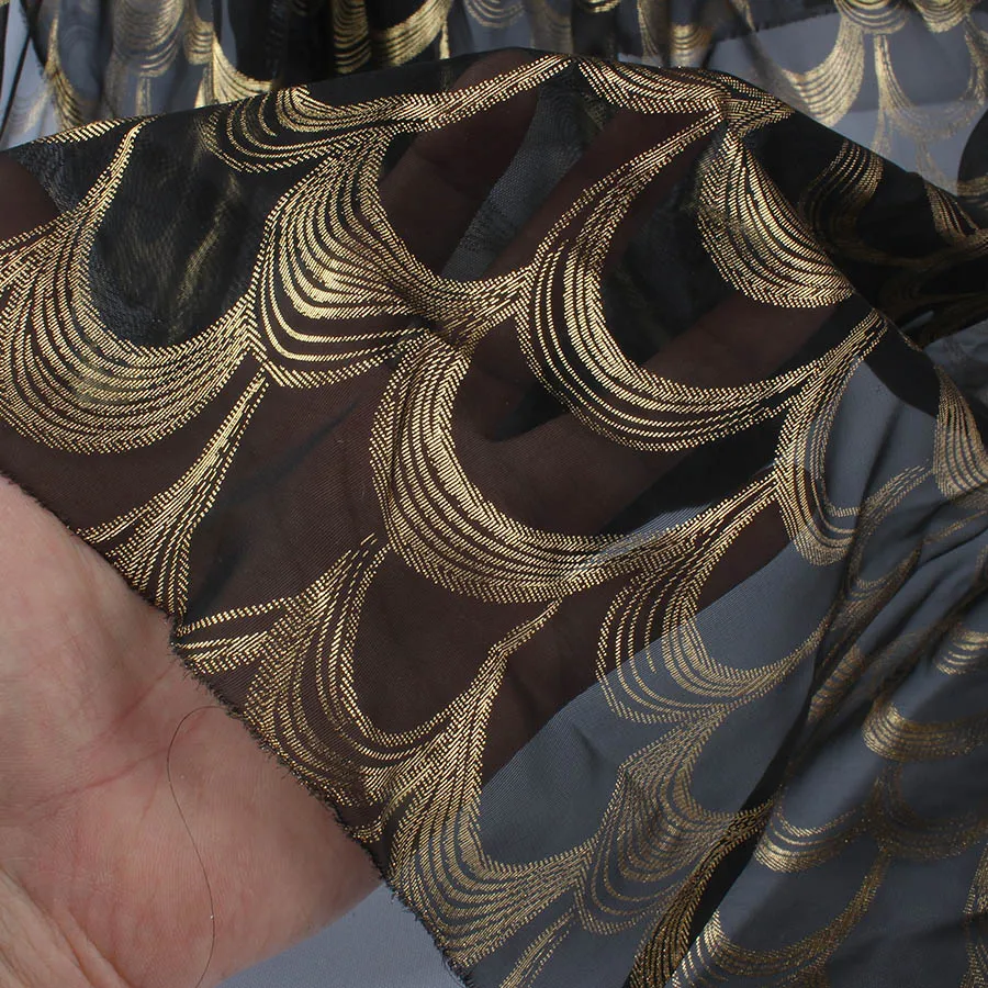 Легкая Золотая бронзовая шкала Перо хвоста шифоновая ткань sheer hanfu материал