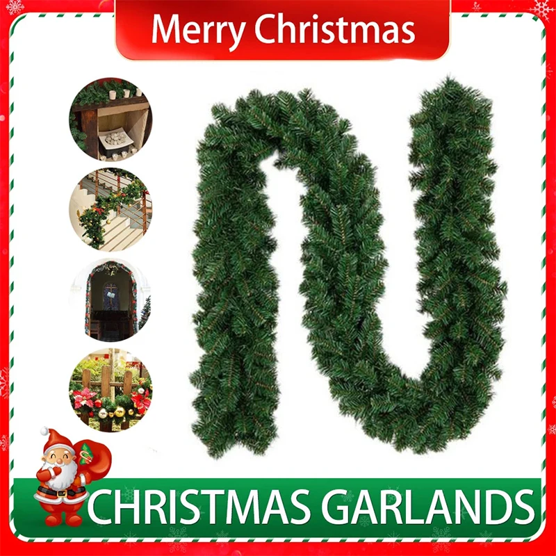 

5.5m/1m Pine Christmas Decor Green Wreath Xmas Party Xmas Tree Rattan Banner Hanging Ornament новогодние украшения 2022