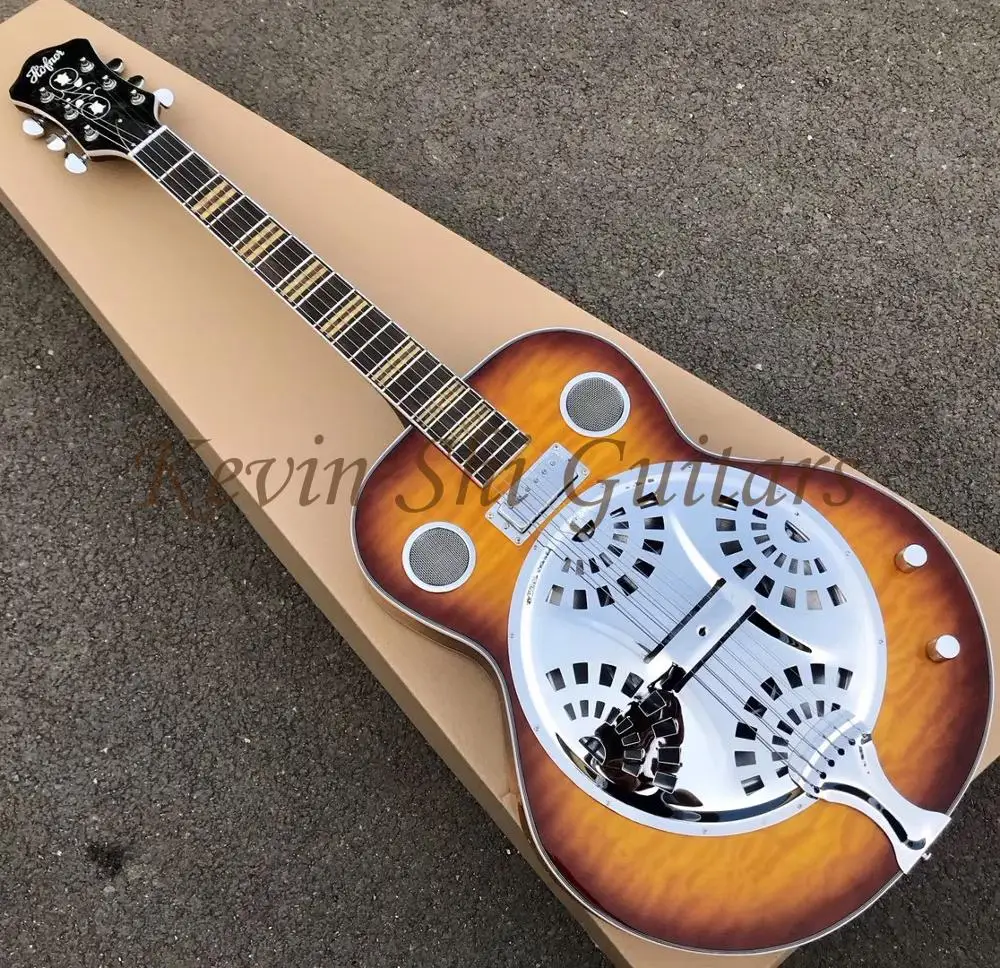 Винтажная хромированная металлическая мини гитара Sunburst Hofner резонаторная