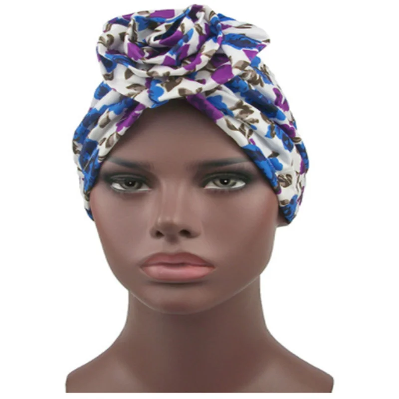 Мусульманский женский тюрбан с Африканским узором узлом модный теплый