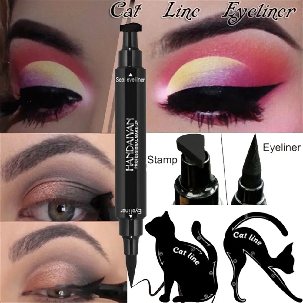 3 шт./компл. двухсторонняя подводка для глаз штамп жидкая карандаш супер яркость с