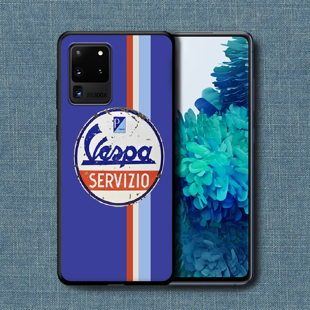 

Vespa Scooter Phone Case For Samsung Galaxy Note S 8 9 10 20 Plus E Lite Uitra black Prime Soft Bumper Fashion Back Painting