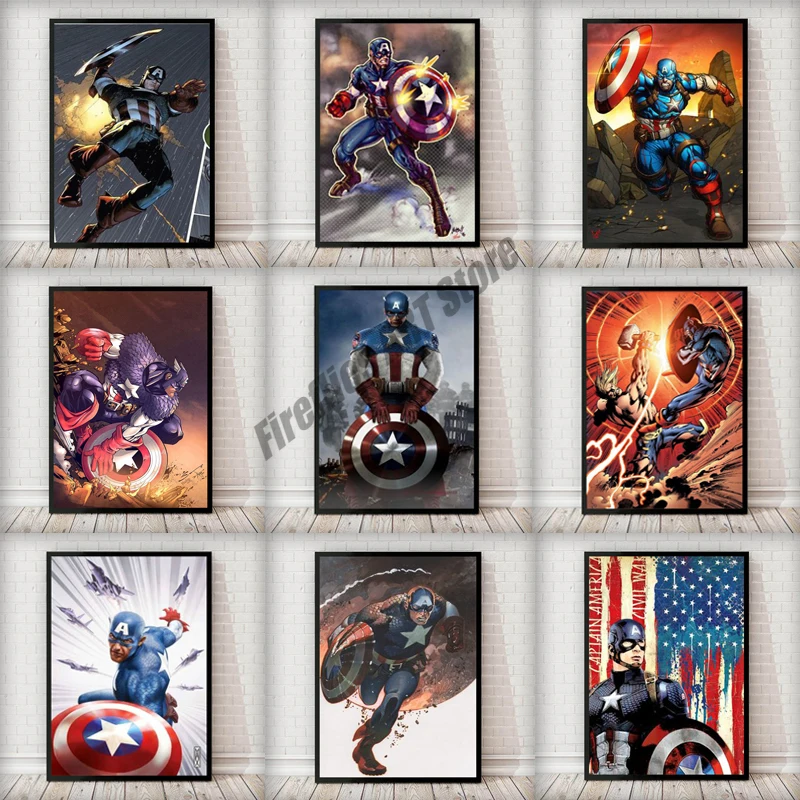 Картина на холсте Мстители из комиксов Marve, плакат с супергероями, кино и печать, Настенная картина, украшение для гостиной, домашний декор, подарок