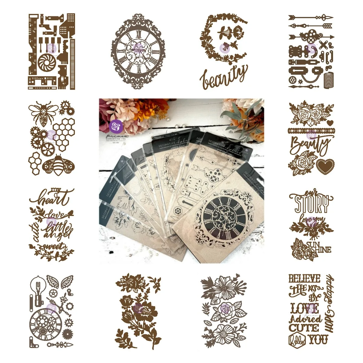 

2021hot Sale New Watch Gear Bee Love Flower Letter Metal Cutting Dies Scrapbook Diary Decoration Embossing Stencil Diy Handmade