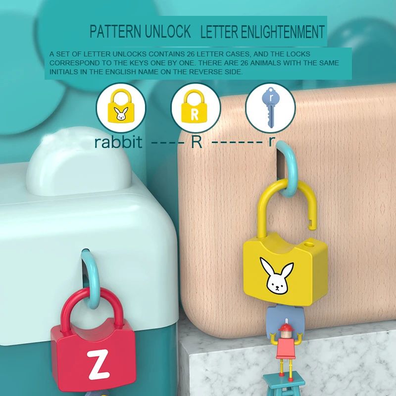 

Onshine Children Montessori Alphabet Number Learning Locks toys alphanumeric unlock teaching aids educational toys for kids 3Y+