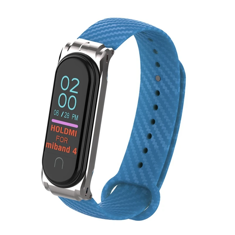OLLIVAN mi Band 4 ремешок из кремния и углеродного волокна для Xiaomi mi Band 4 ремешок с металлической рамкой чехол-браслет mi band 4 Correa черный розовый