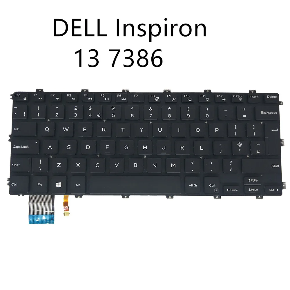 Английская английская GB Клавиатура для ноутбука Dell Inspiron 13 15 7386 7586 2 в 1 черная