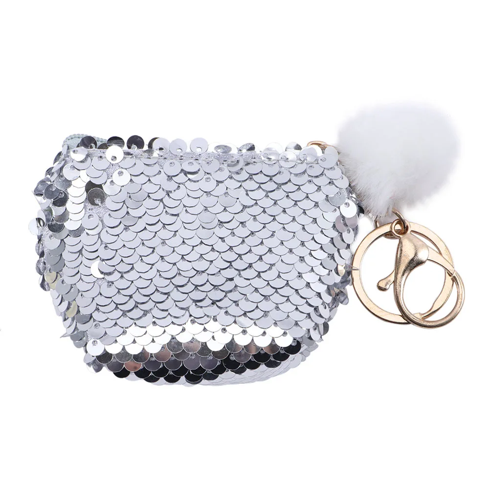 metallic silver 1 шт., кошельки для ключей, недорогой модный кошелек для монет, кошелек для женщин и мужчин, шерсть, маленькая сумка для мелочи, кошельки, ключница, чехол для ключей, сумка для карт - Цвет: metallic silver