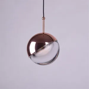 Modern Art Nordic Electroplating Glass Ball Bedroom Bedside Pendant Lights Dining Room Restaurant Bar Lamp LED Design Headlights