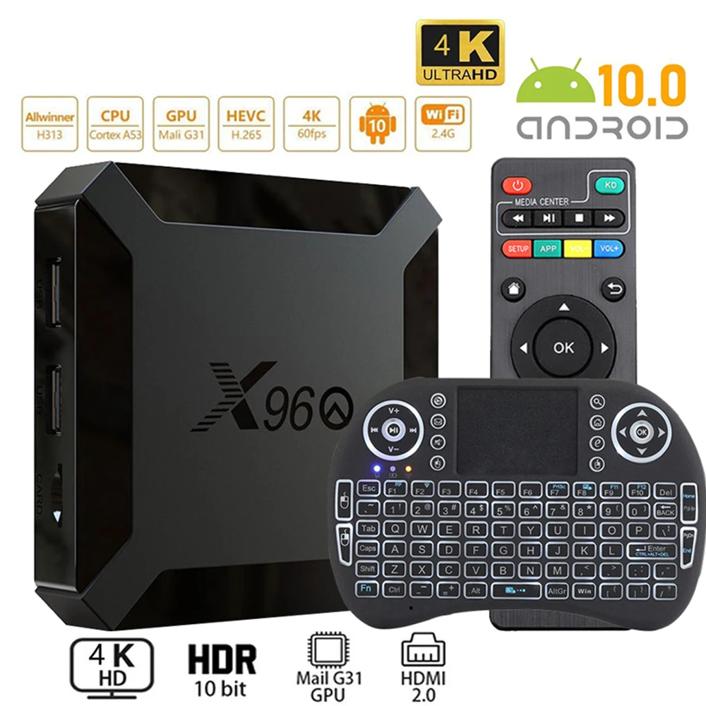 X96Q Smart TV Box Android 10.0 Allwinner H313 Tve Quad Core Tvbox Media Player Mini Android TV Box 4K 2.4G Wifi Set-top Boxes