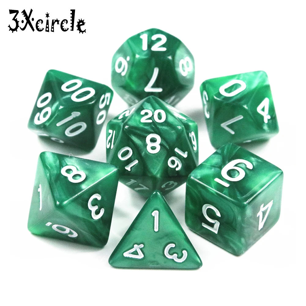 Абсолютно новый 7 шт./компл. многогранный для игр TRPG DnD Marble D4 D20 многосторонние